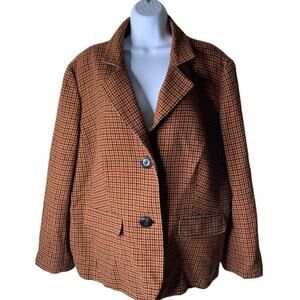 Vintage Talbot Wool Blend Houndstooth Suit Blazer  Women 20W Multicolor Jacket